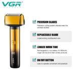 ماشین اصلاح سه کاره VGR 367 دارای شیور - خط زن - مو زن بینی و ابرو - تصویر 7